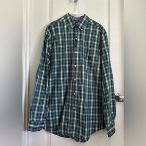 Chaps NWT Men LT Shirt Classic Fit Button-Down Green Plaid Preppy Career Casual